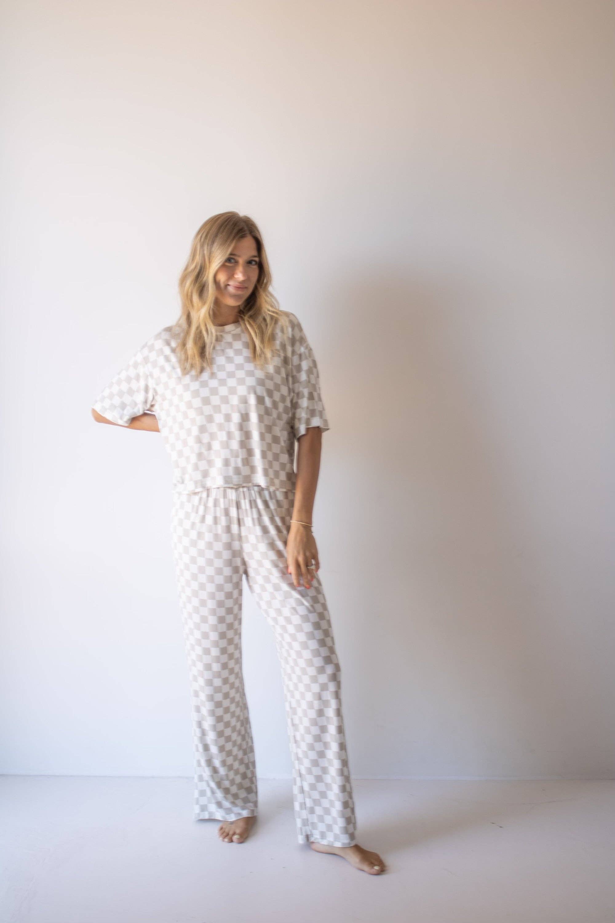 Women's Boxy Tee Lounge Set | Checkerboard