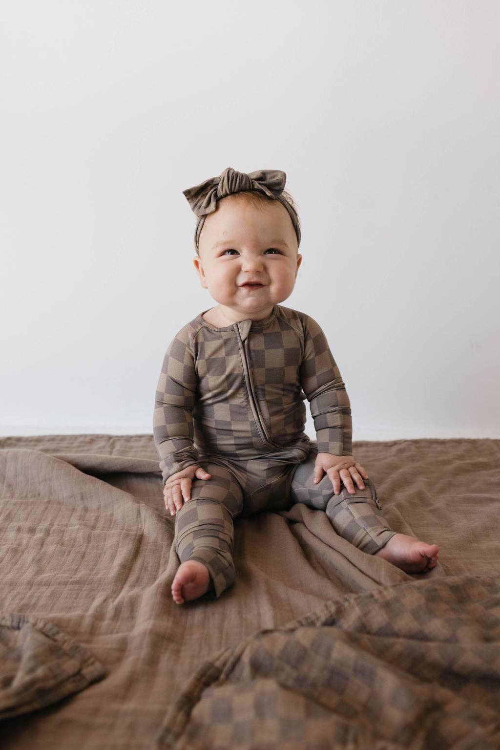 Bamboo Zip Pajamas - Faded Brown