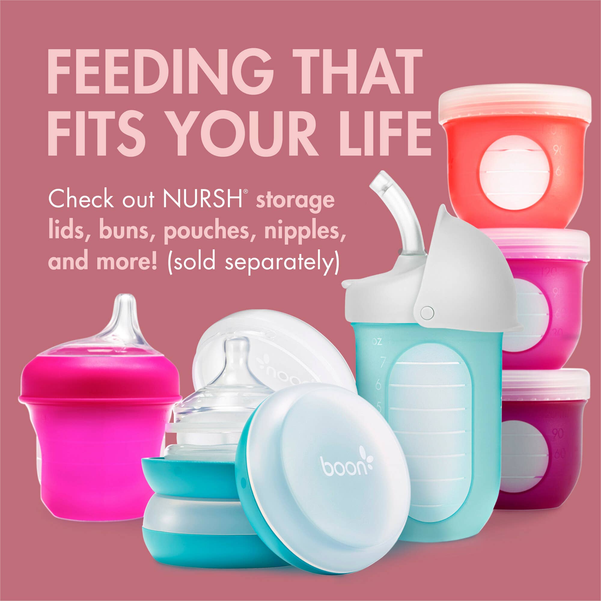 TOMY Boon Nursh Bottle - 3 Bottles Baby Feeding Bottle Set for Infants and Newborns