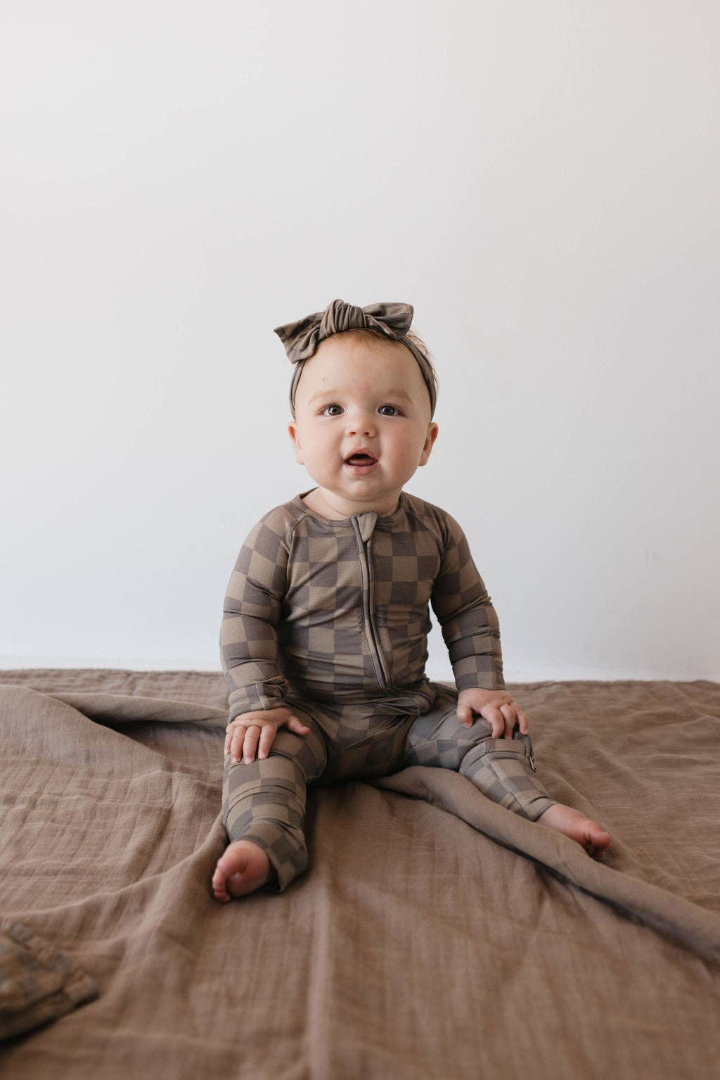 Bamboo Zip Pajamas - Faded Brown