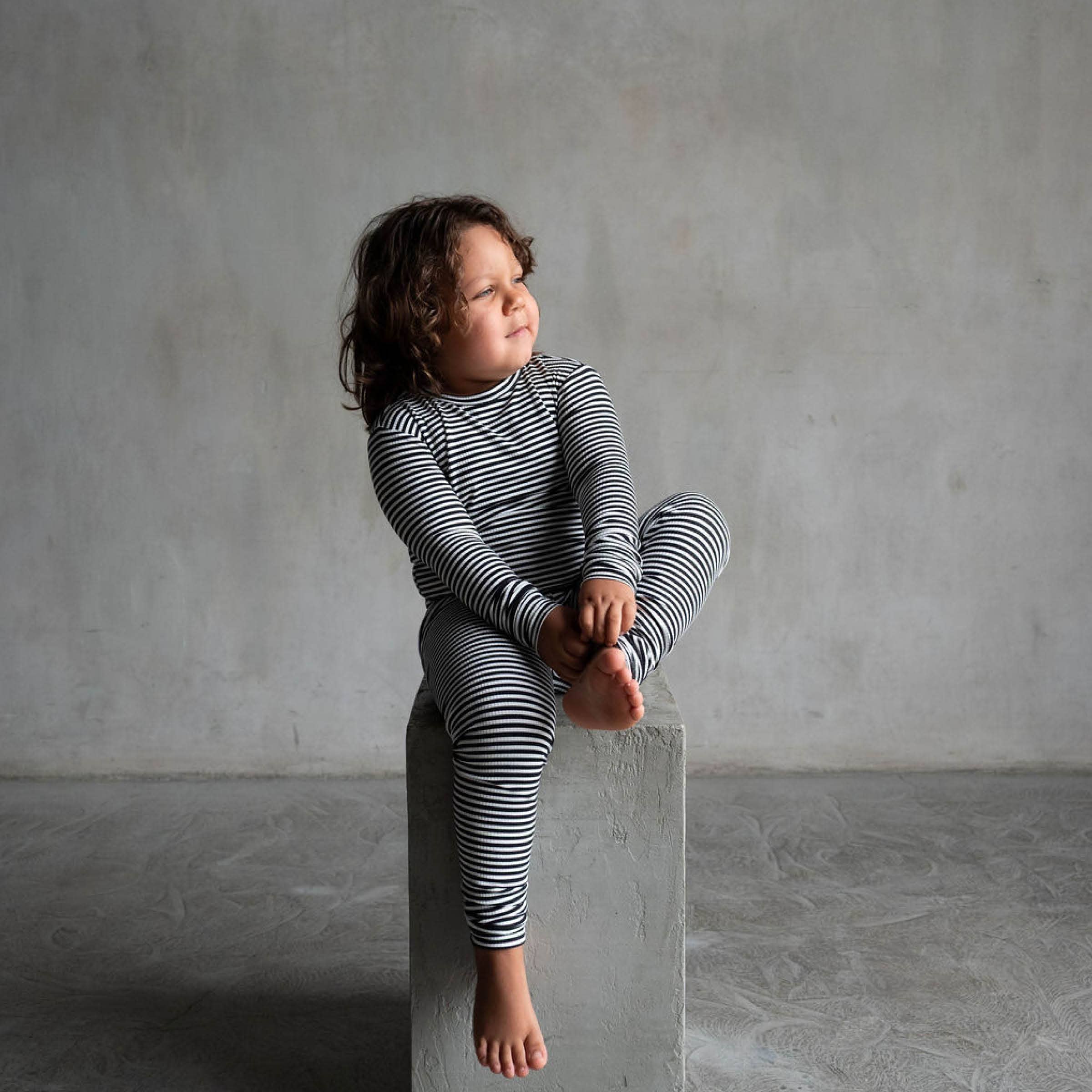 Midnight Stripe | Ribbed Bamboo Two Piece Set