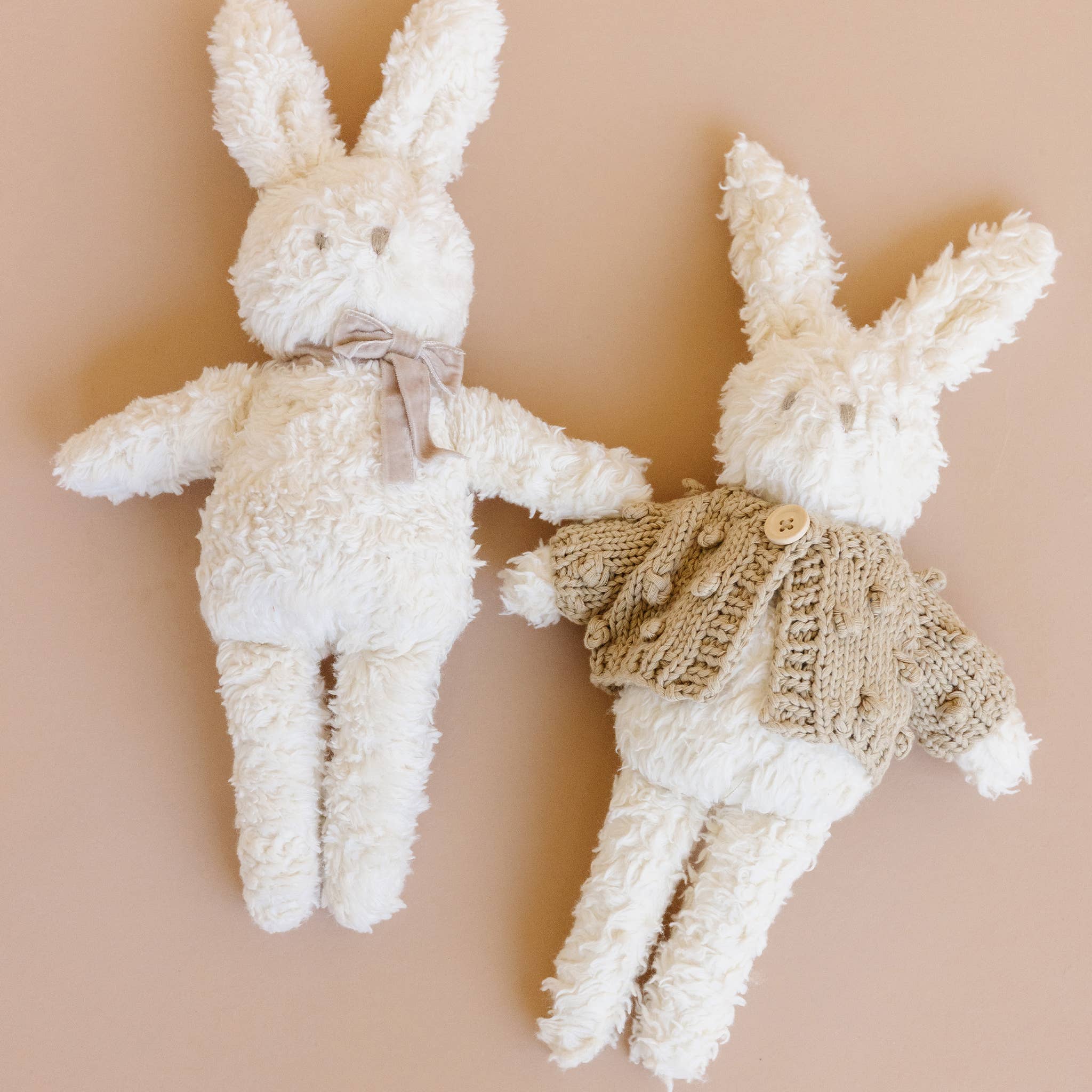 Plush Bunny - Taupe Velvet Bow