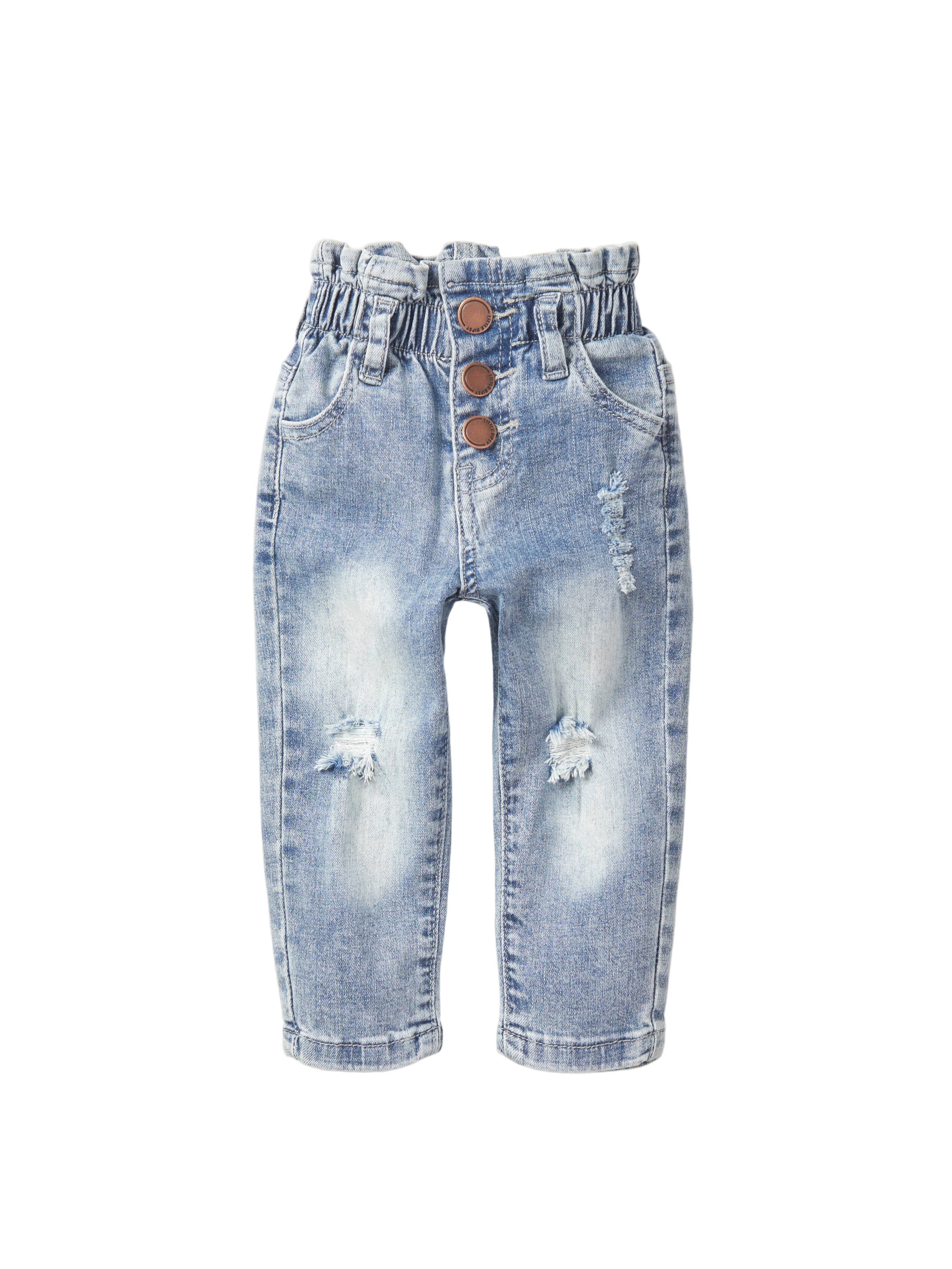 Paperbag Waist Denim - Light Wash