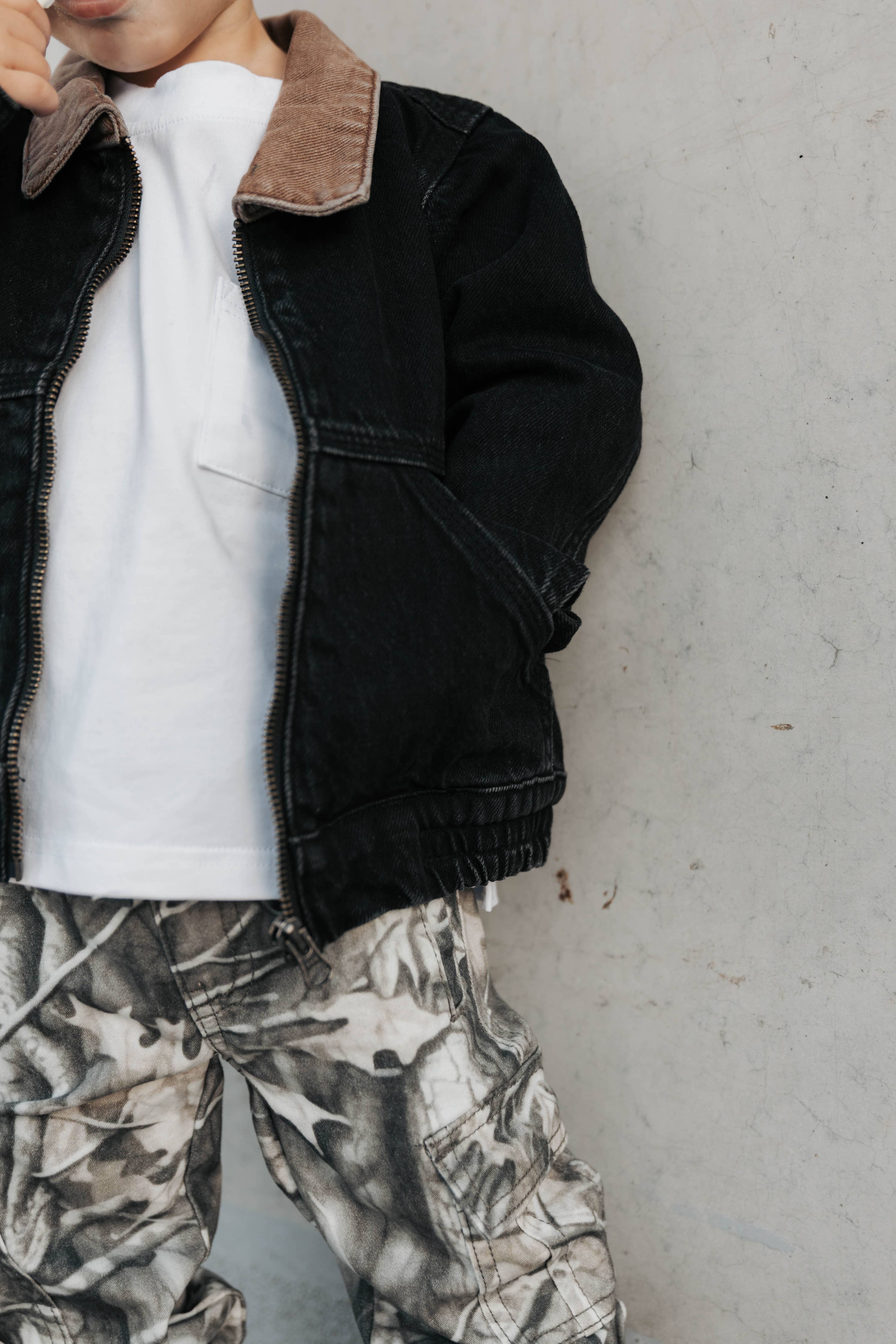 Toddler Black Vintage -Wash Denim Jacket