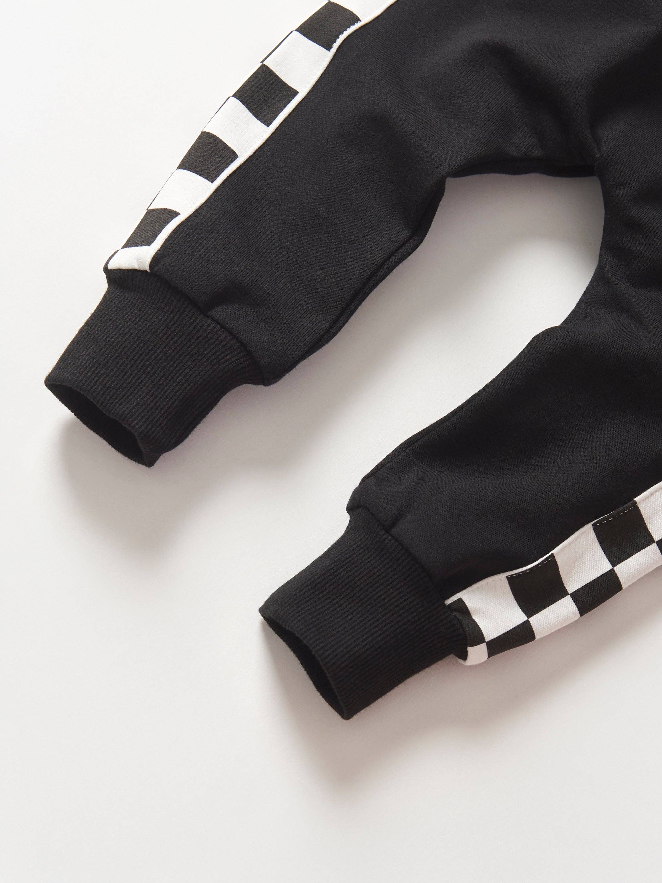 Side Checkered Jogger - Black