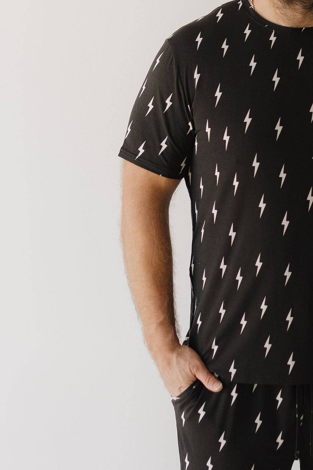 Men's Bamboo Short Sleeve Pajama | Midnight Lightning Bolt