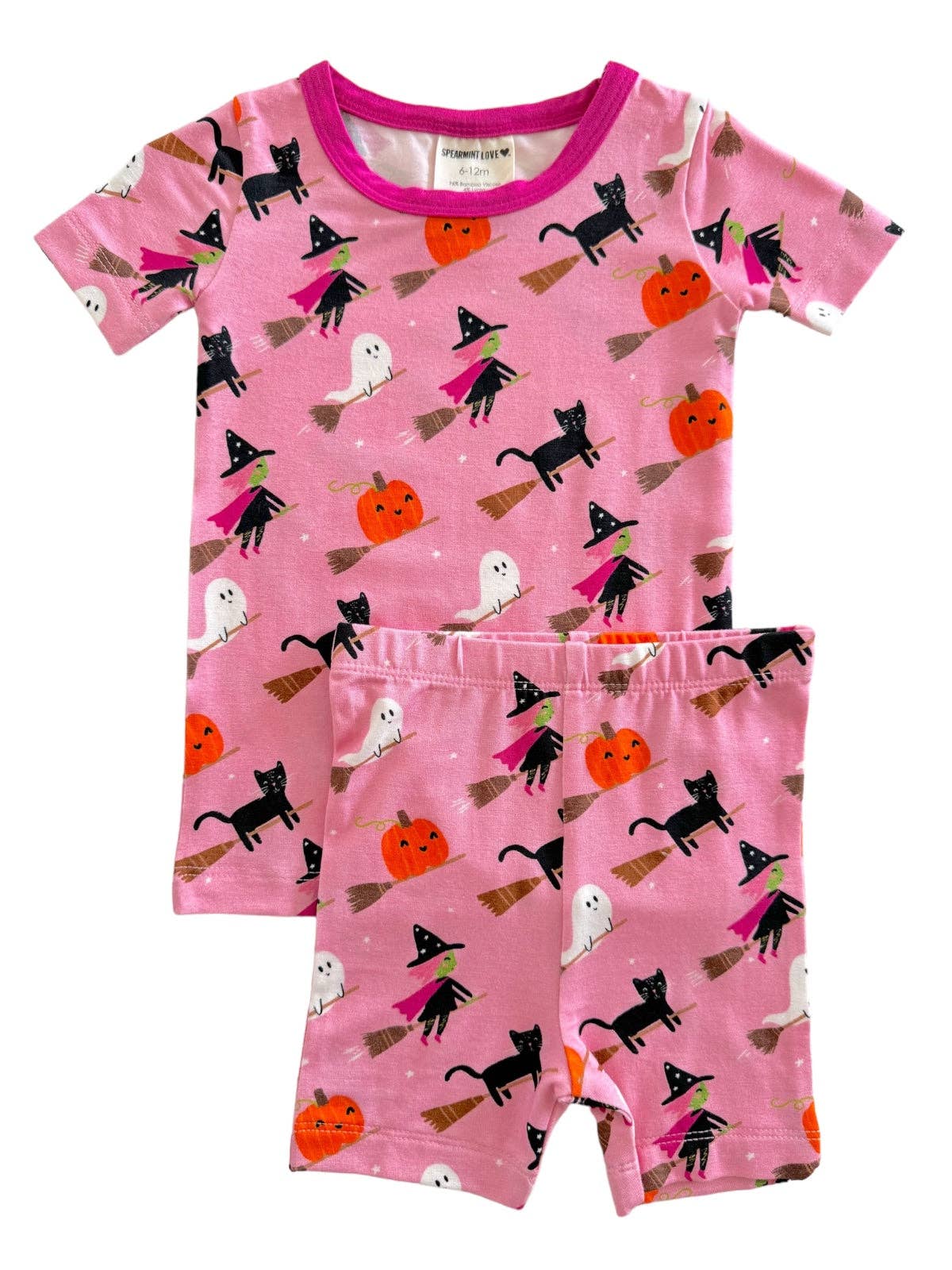 Short Sleeve 2-Piece Set, Broomstick Friends - Pink