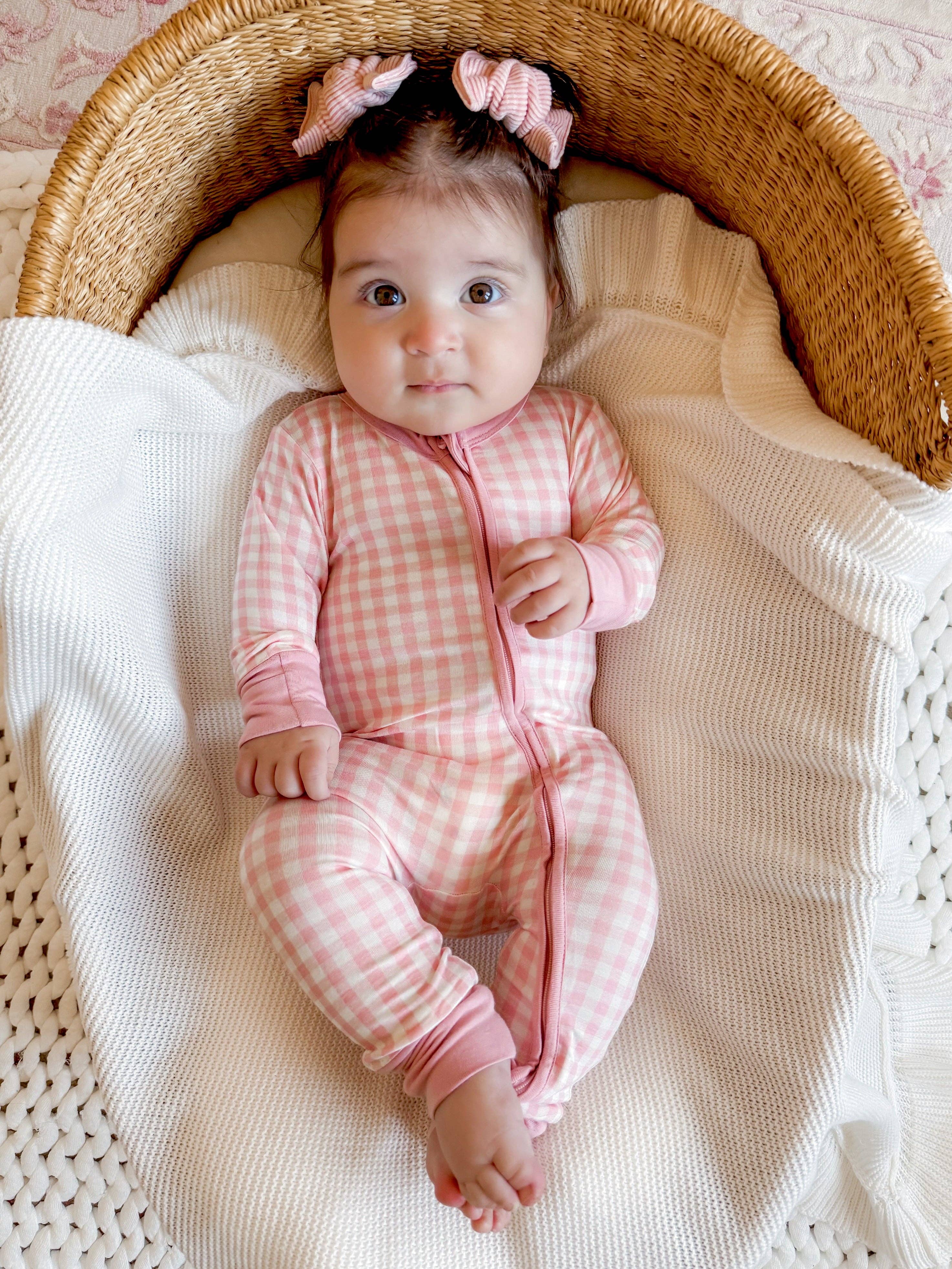 2-Way Convertible Zip Romper - Pink Gingham