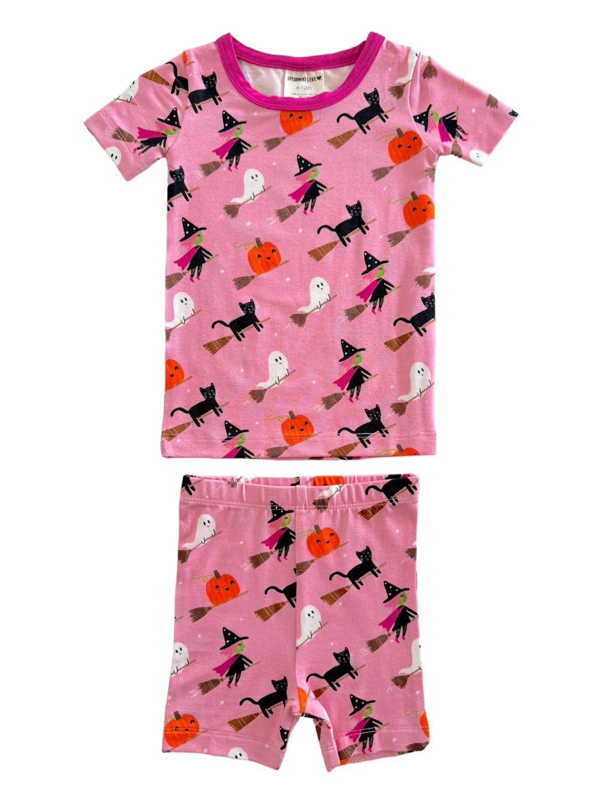 Short Sleeve 2-Piece Set, Broomstick Friends - Pink