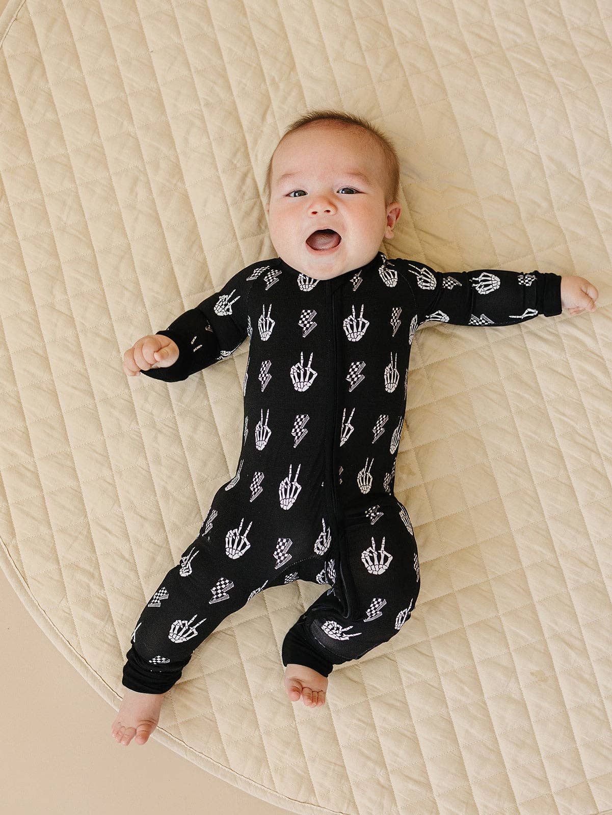 Halloween Bamboo Baby Zip Romper | Skelly Vibes