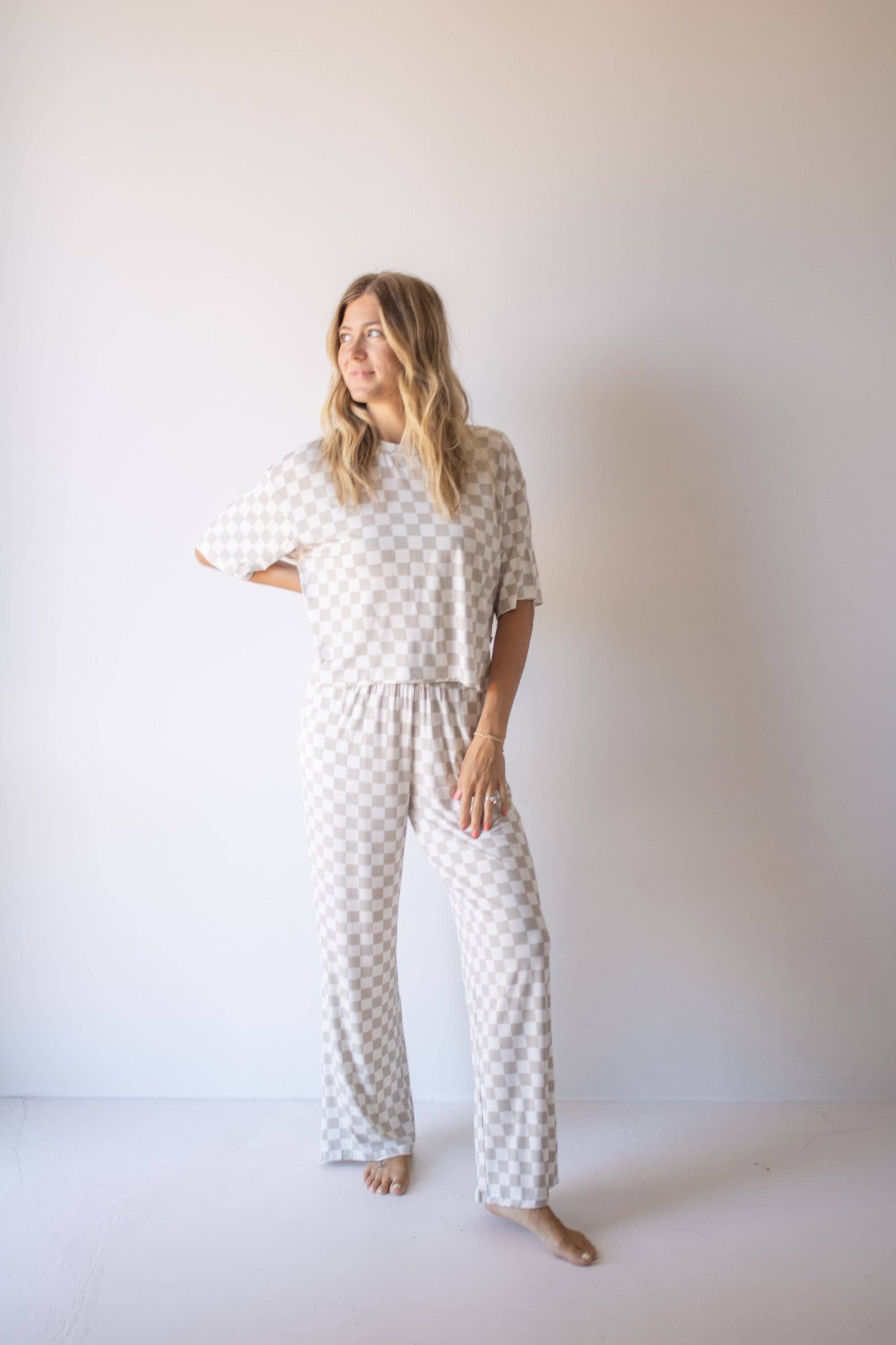 Women's Boxy Tee Lounge Set | Checkerboard