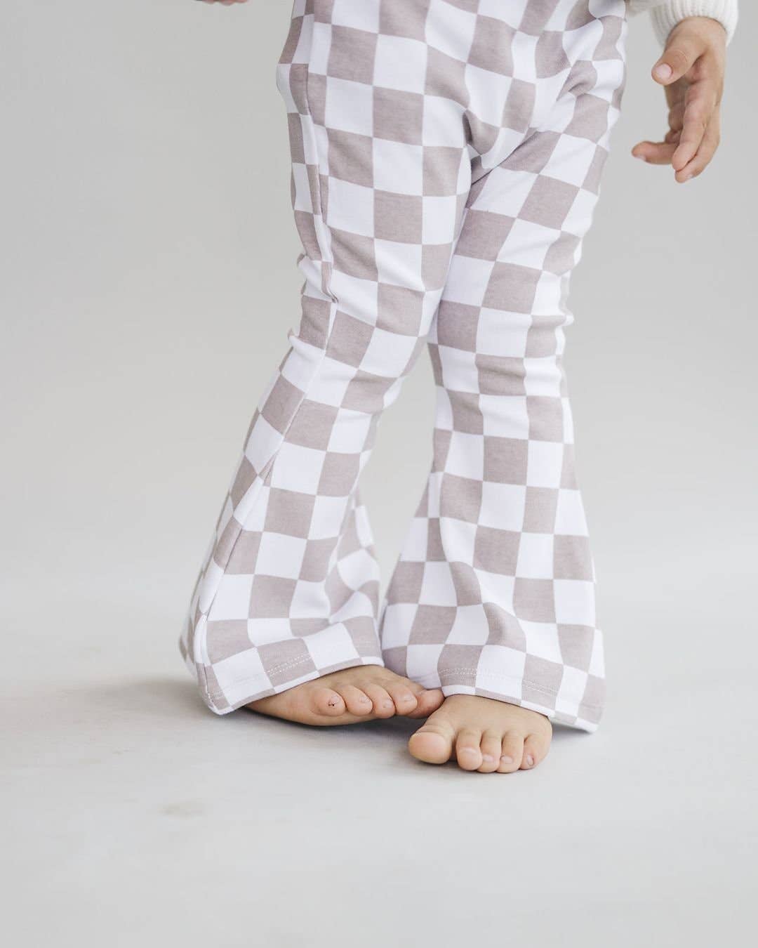 Checkered Flare Pants - Latte