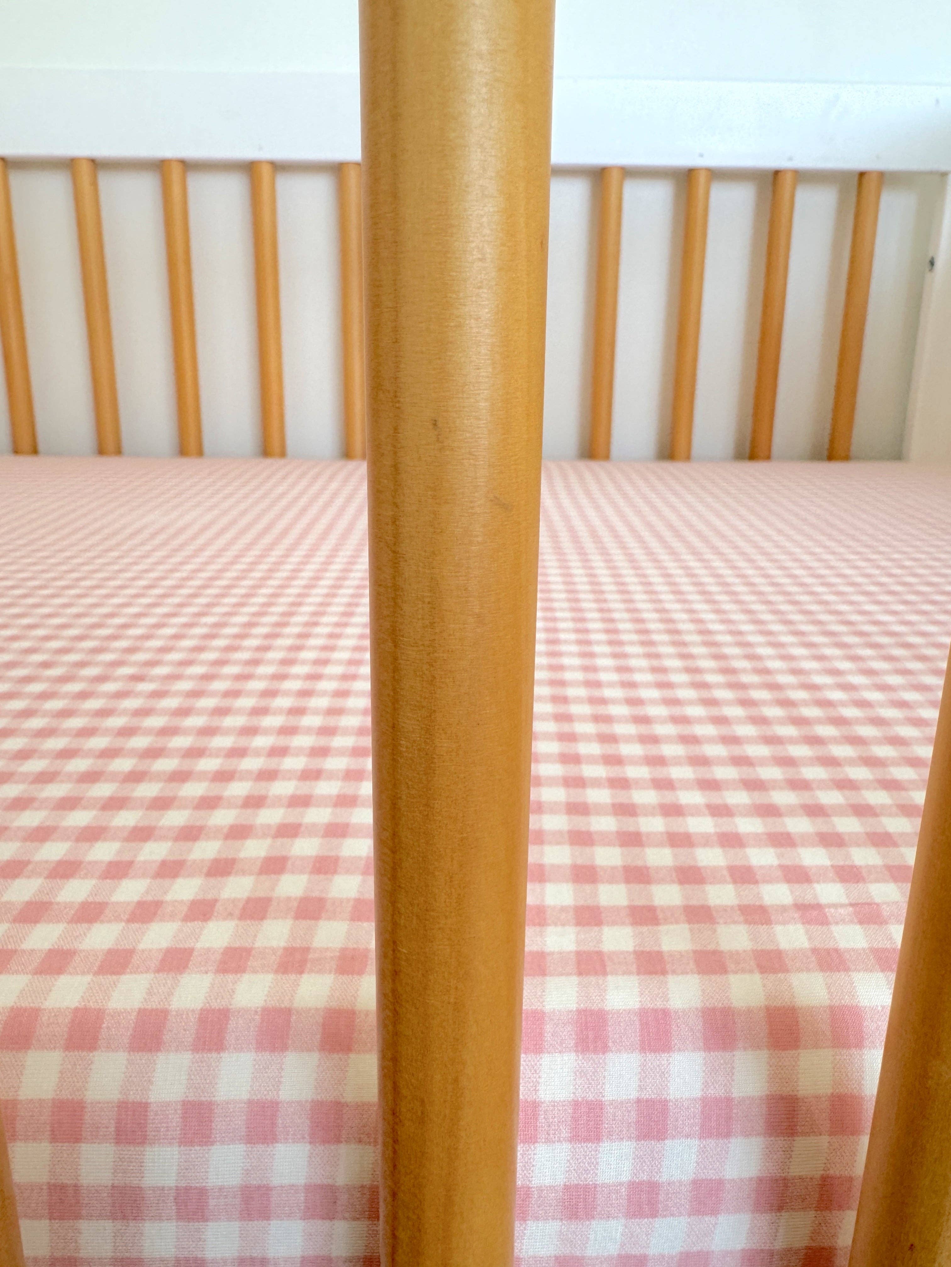 Stretch Crib Sheet - Pink Gingham