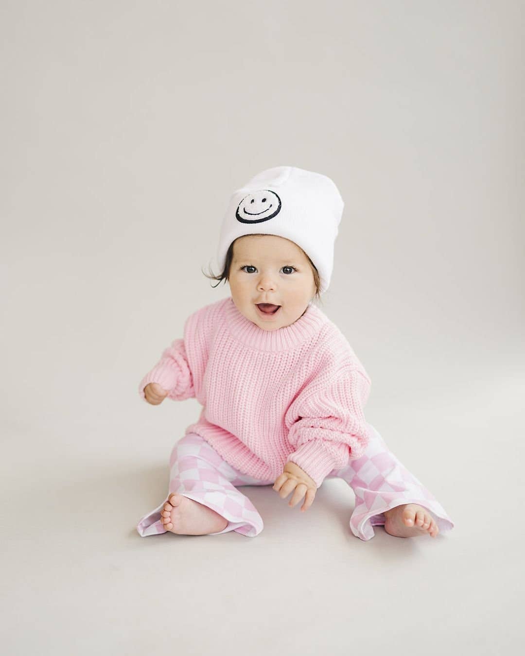 Checkered Flare Pants - Pink