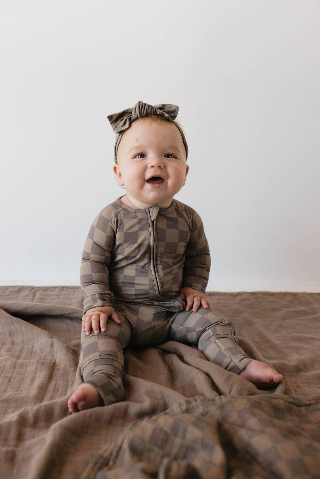Bamboo Zip Pajamas - Faded Brown
