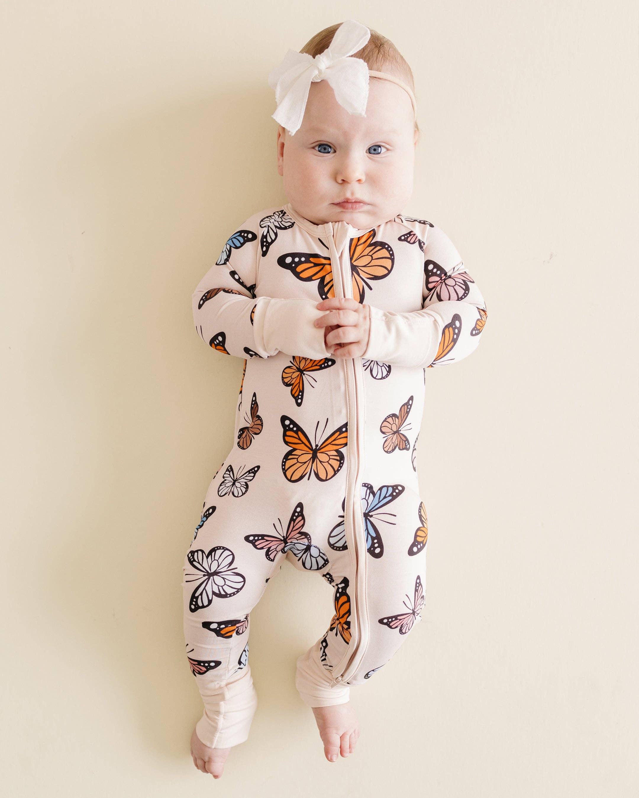Bamboo Baby Zip Romper | Butterflies