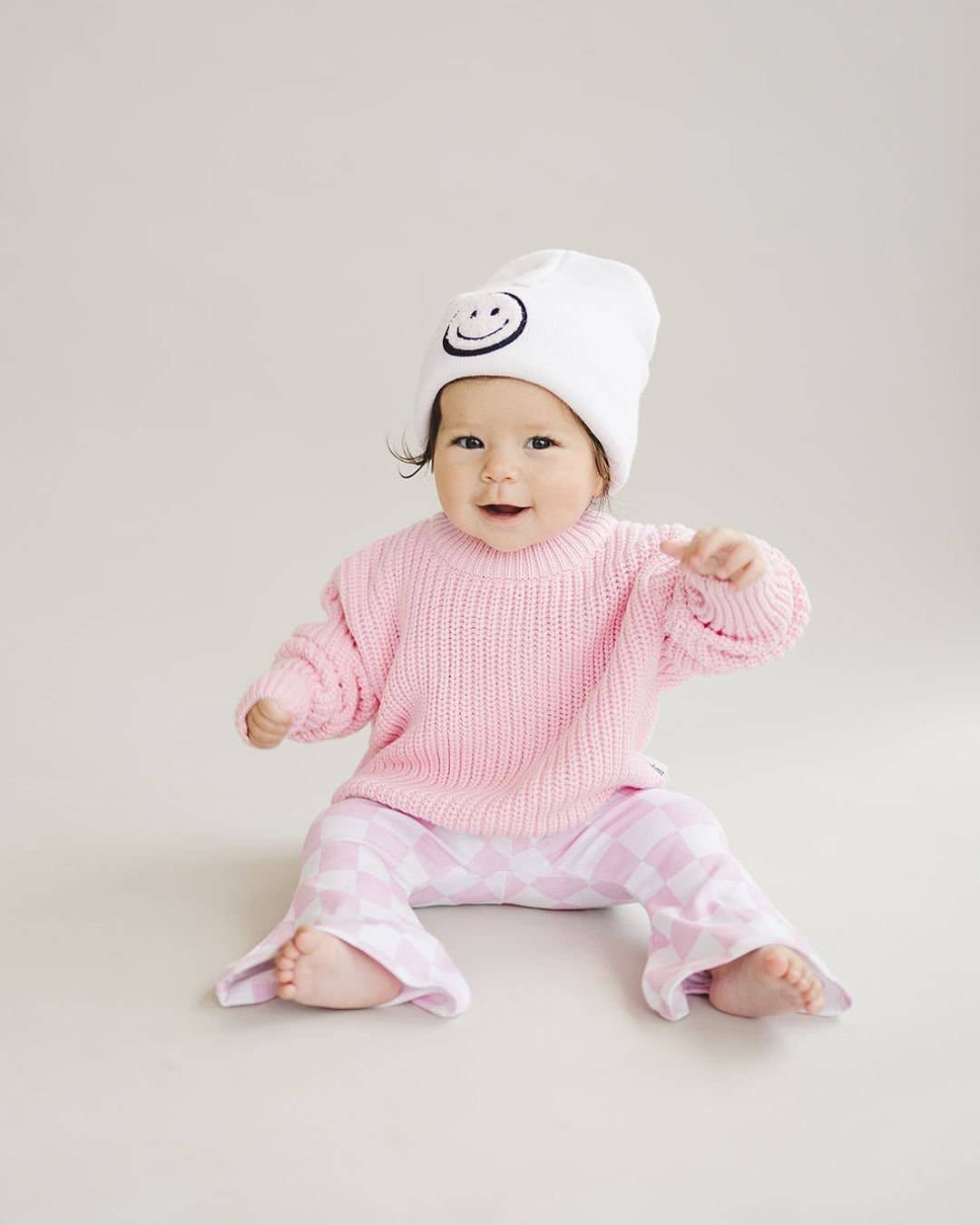 Checkered Flare Pants - Pink