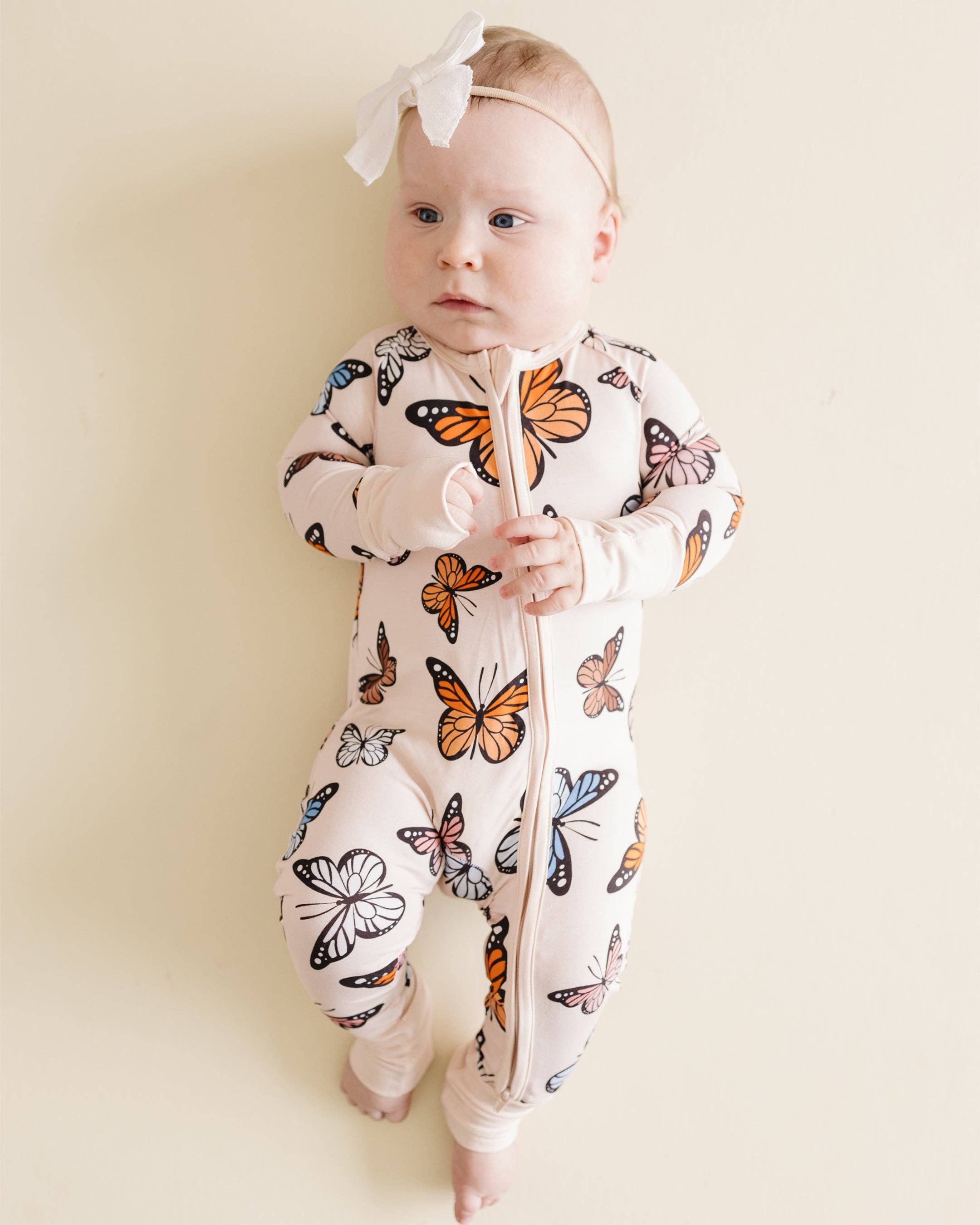 Bamboo Baby Zip Romper | Butterflies