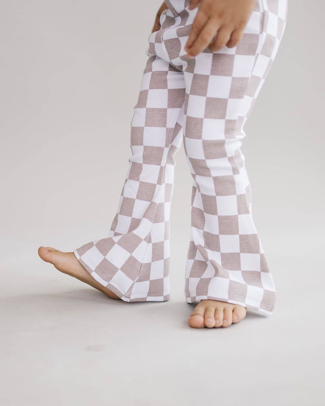 Checkered Flare Pants - Latte