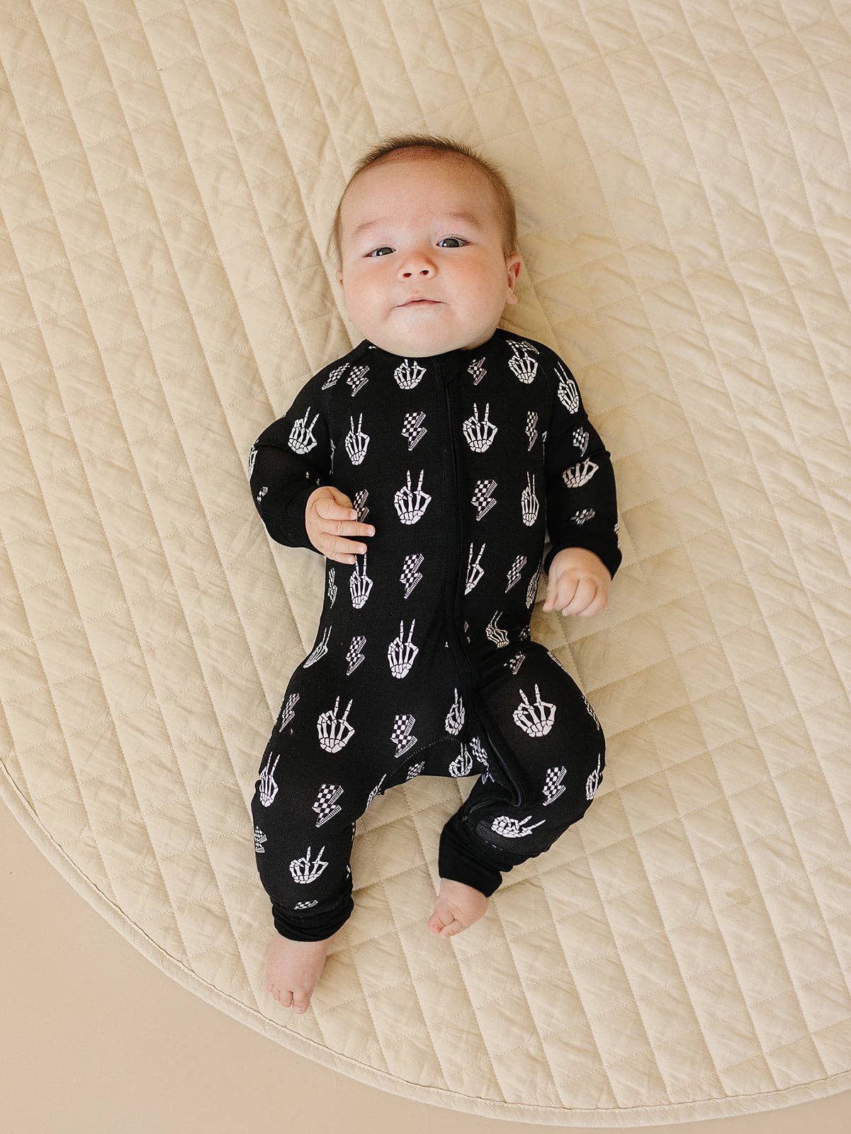 Halloween Bamboo Baby Zip Romper | Skelly Vibes