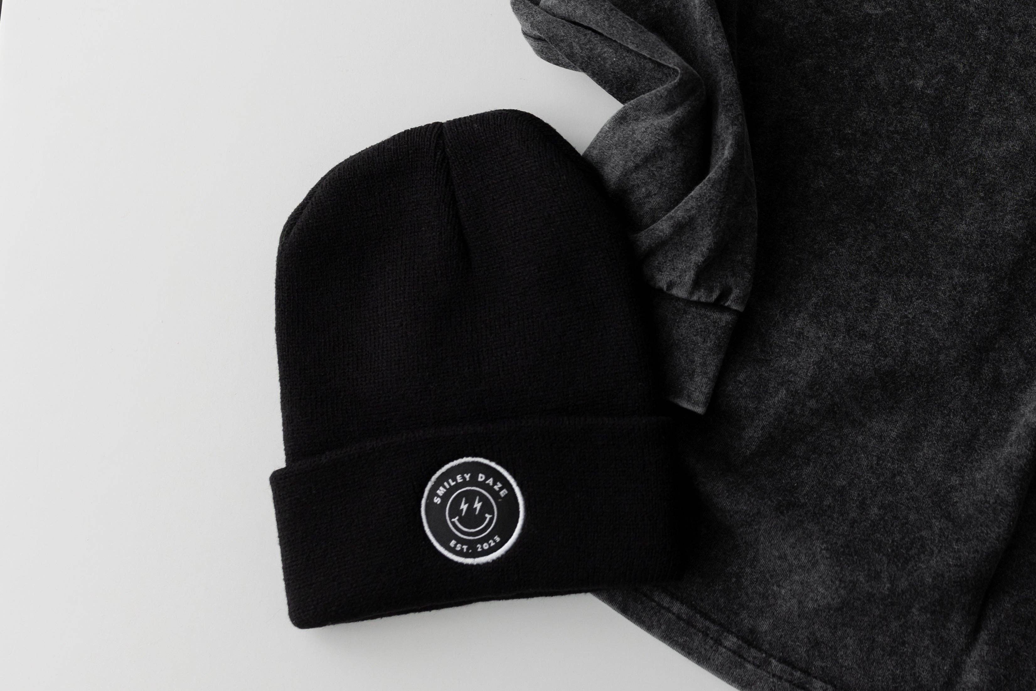 Black Smiley Daze Beanie: Toddler