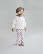 Checkered Flare Pants — Latte