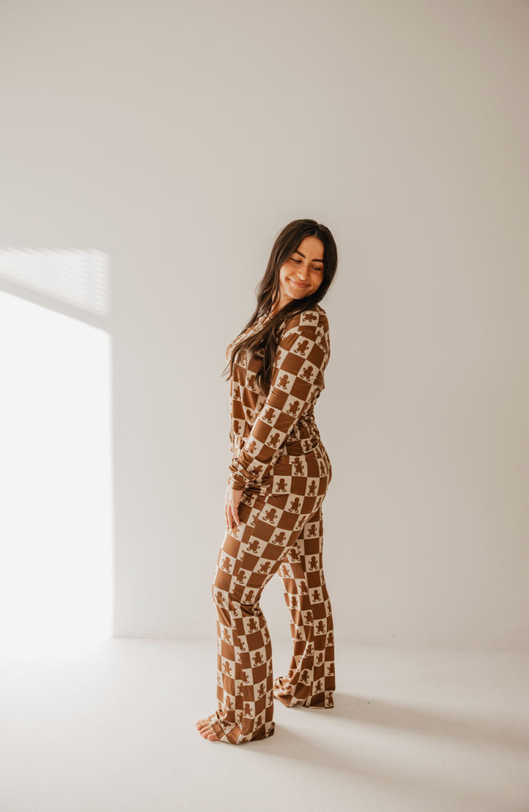 Women's Bamboo Pajama | Gingerbread Checkerboard