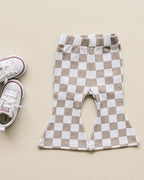 Checkered Flare Pants — Latte