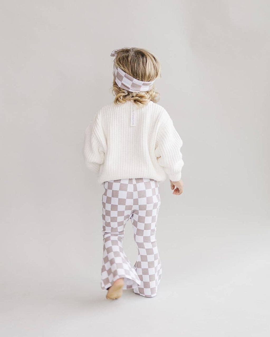 Checkered Flare Pants — Latte