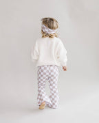 Checkered Flare Pants — Latte