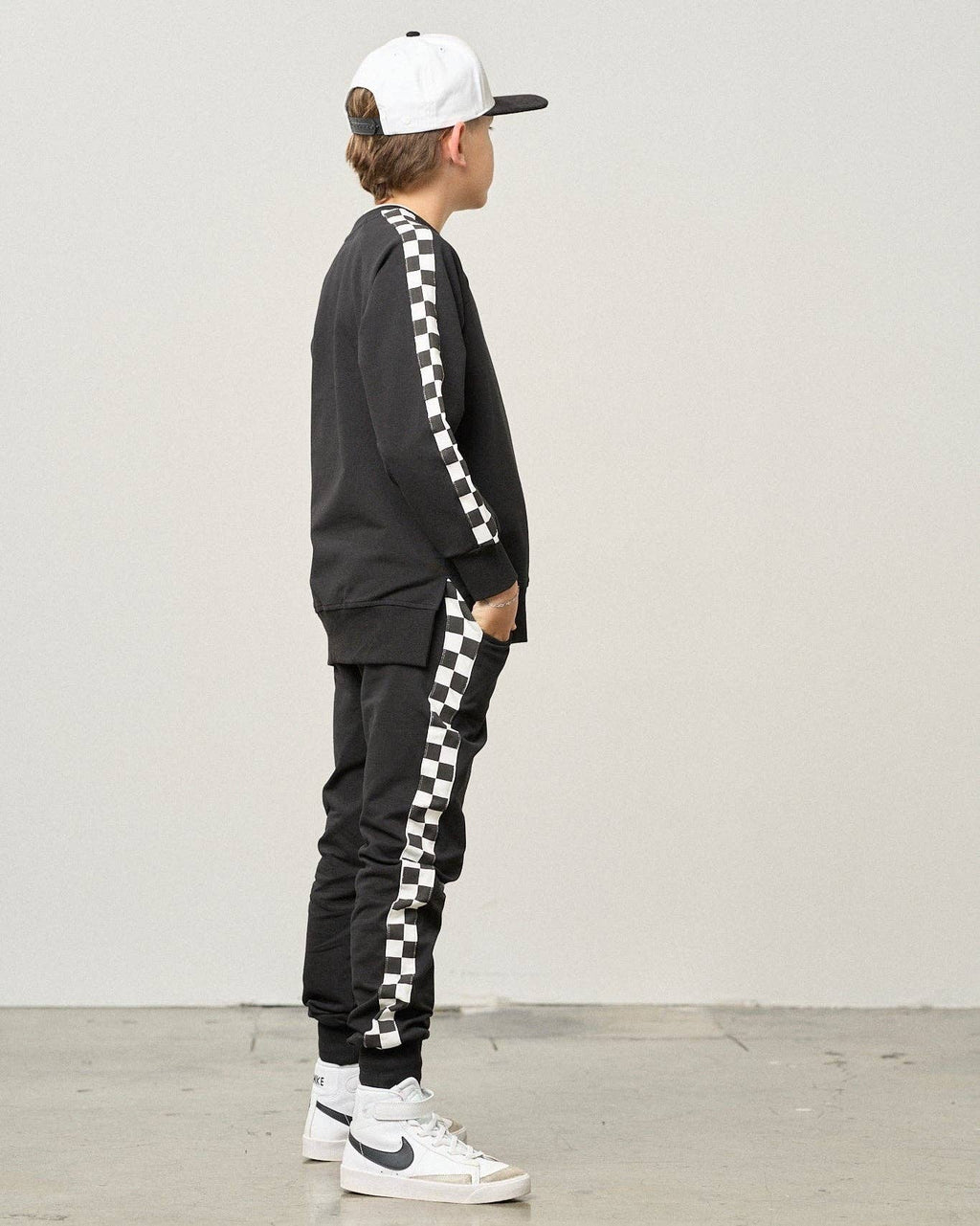 Side Checkered Jogger - Black