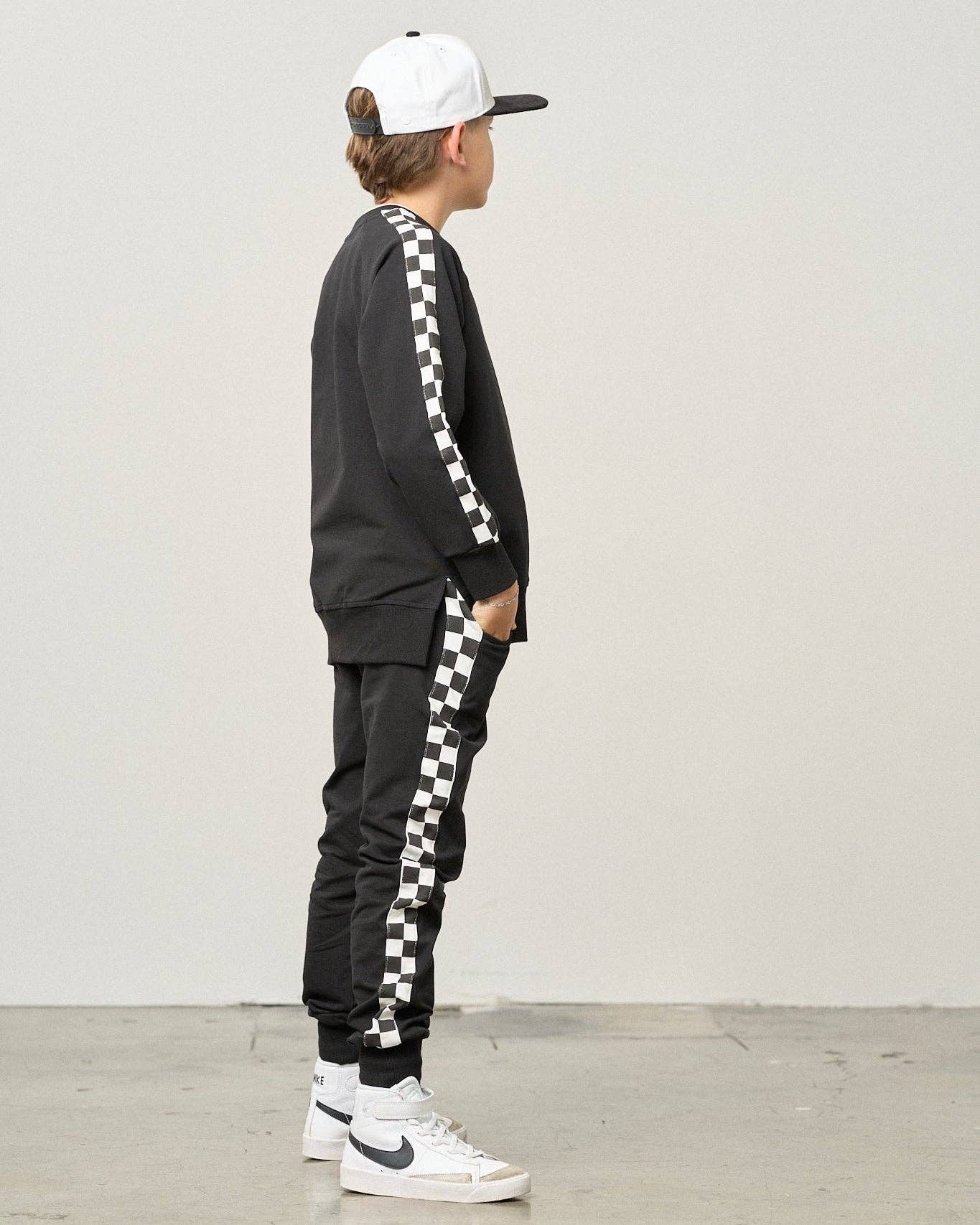 Side Checkered Jogger - Black