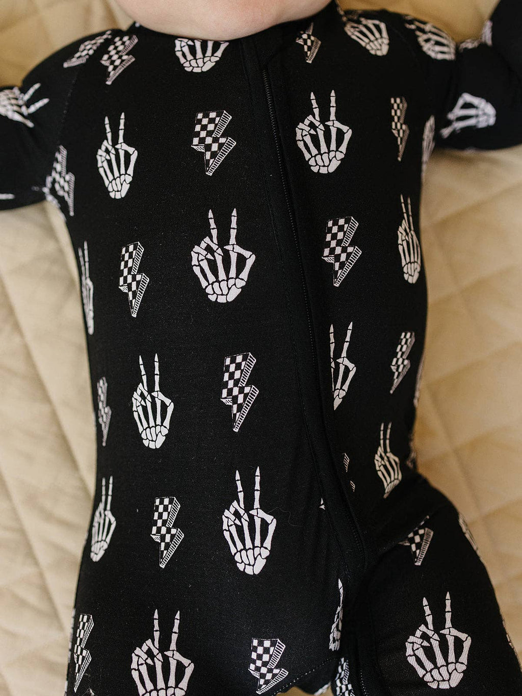 Halloween Bamboo Baby Zip Romper | Skelly Vibes