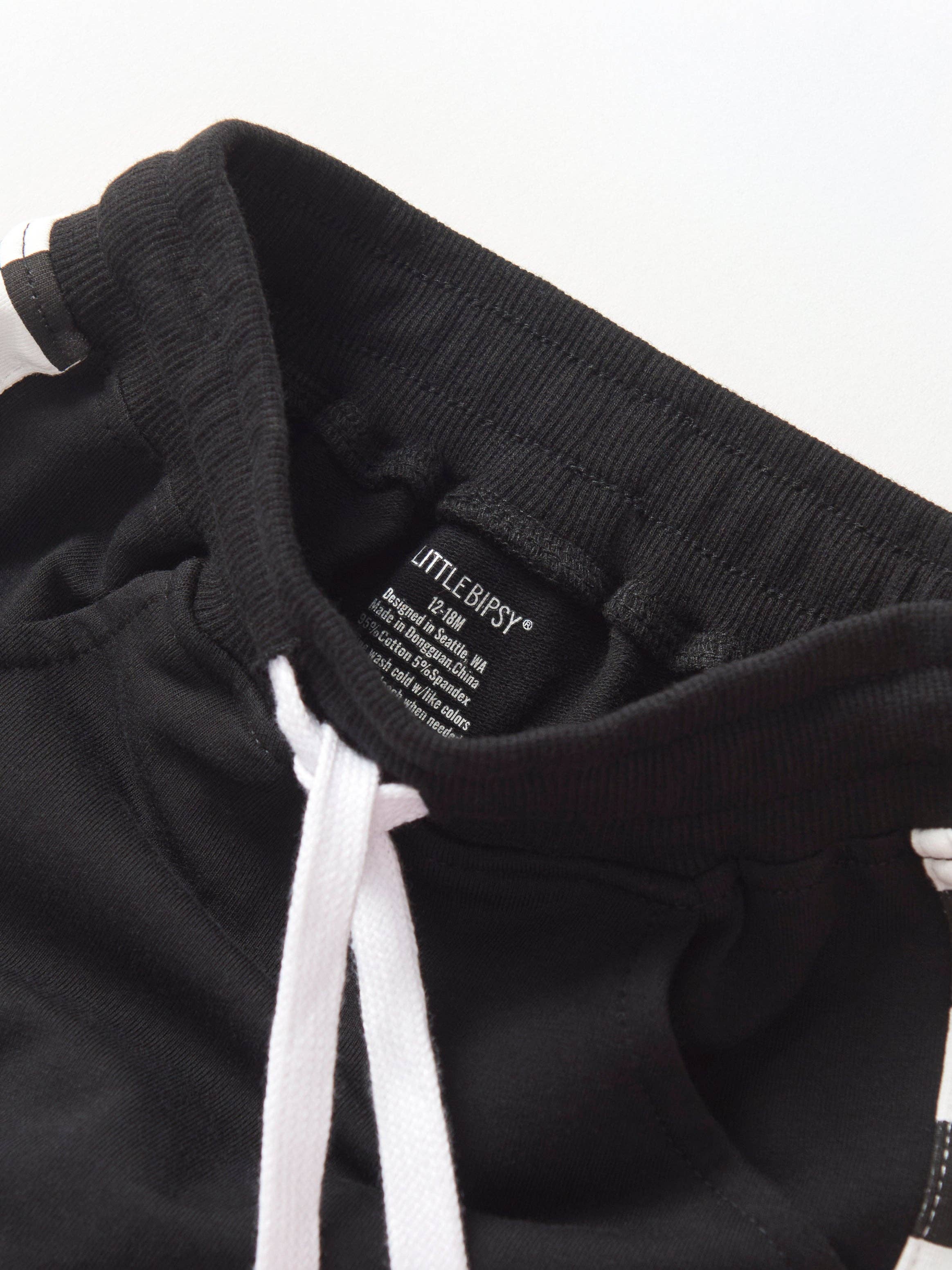 Side Checkered Jogger - Black