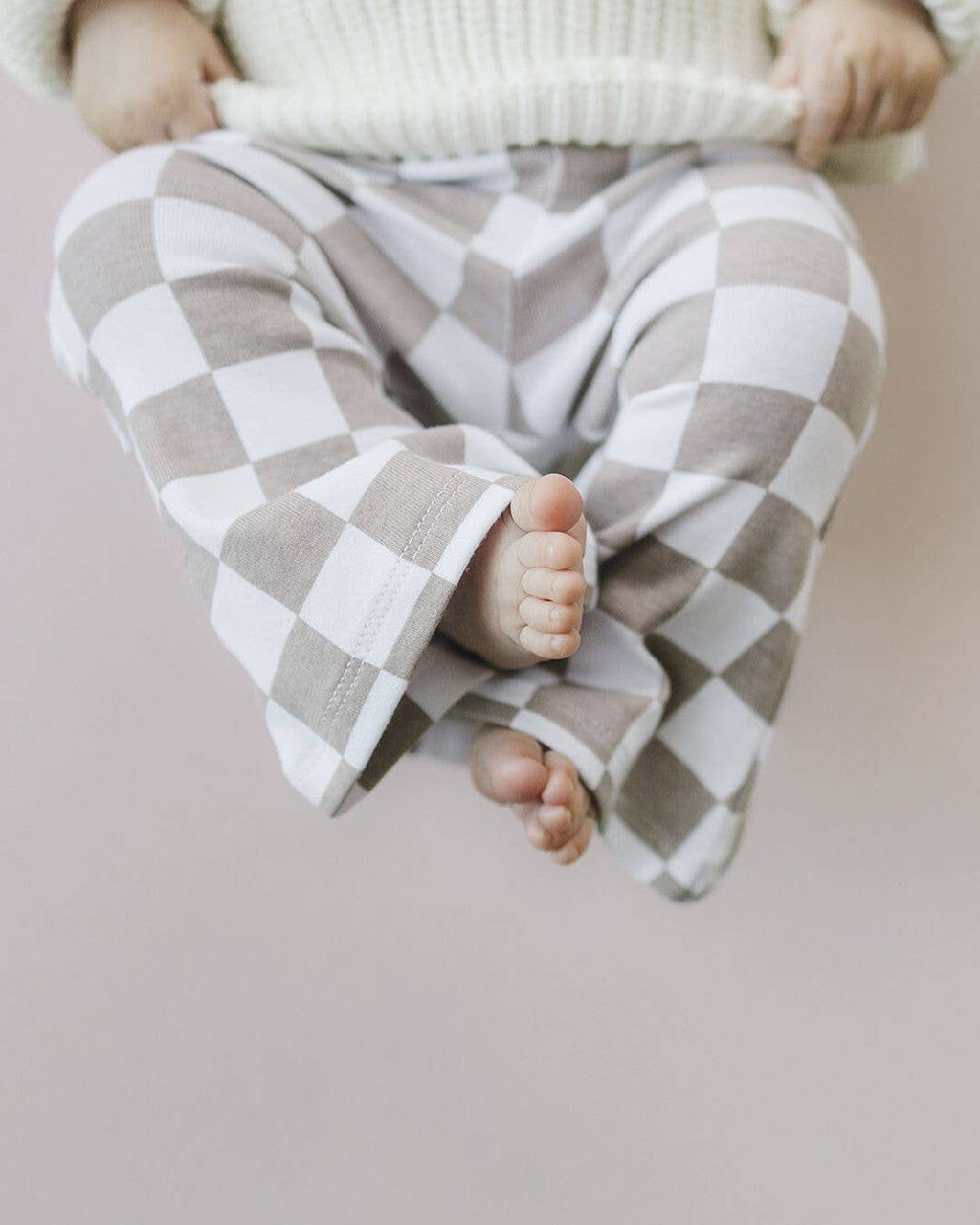 Checkered Flare Pants — Latte