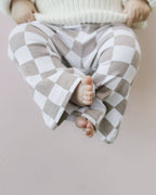 Checkered Flare Pants — Latte