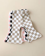 Checkered Flare Pants — Latte