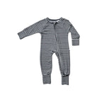Midnight Stripe | Ribbed Bamboo Zip Romper