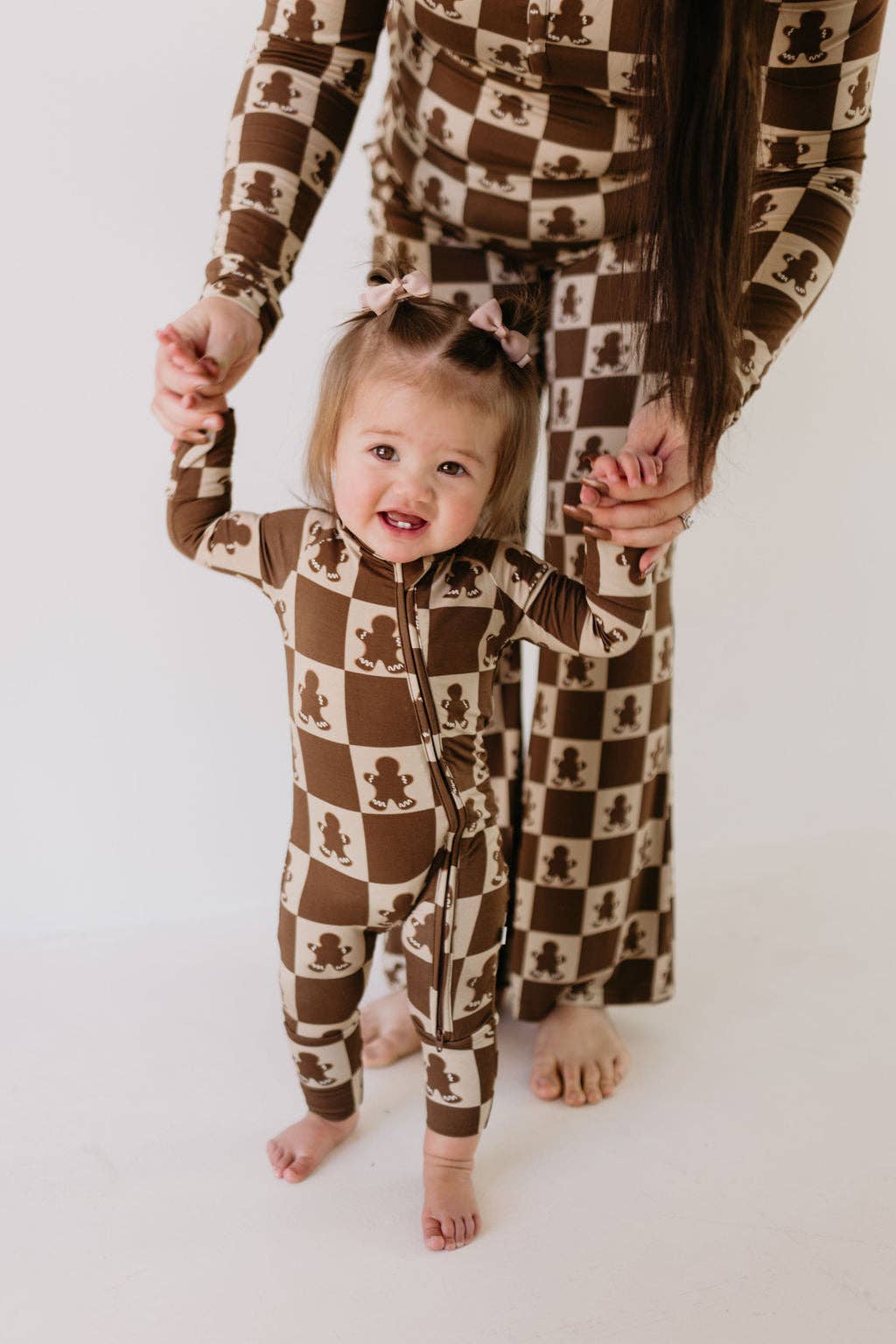Bamboo Zip Pajamas | Gingerbread Checkerboard
