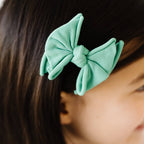 Baby Bling® 2-Pack Baby FAB® Clips soft nylon bow hair clips: White