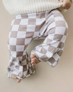 Checkered Flare Pants — Latte