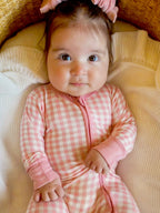 2-Way Convertible Zip Romper - Pink Gingham