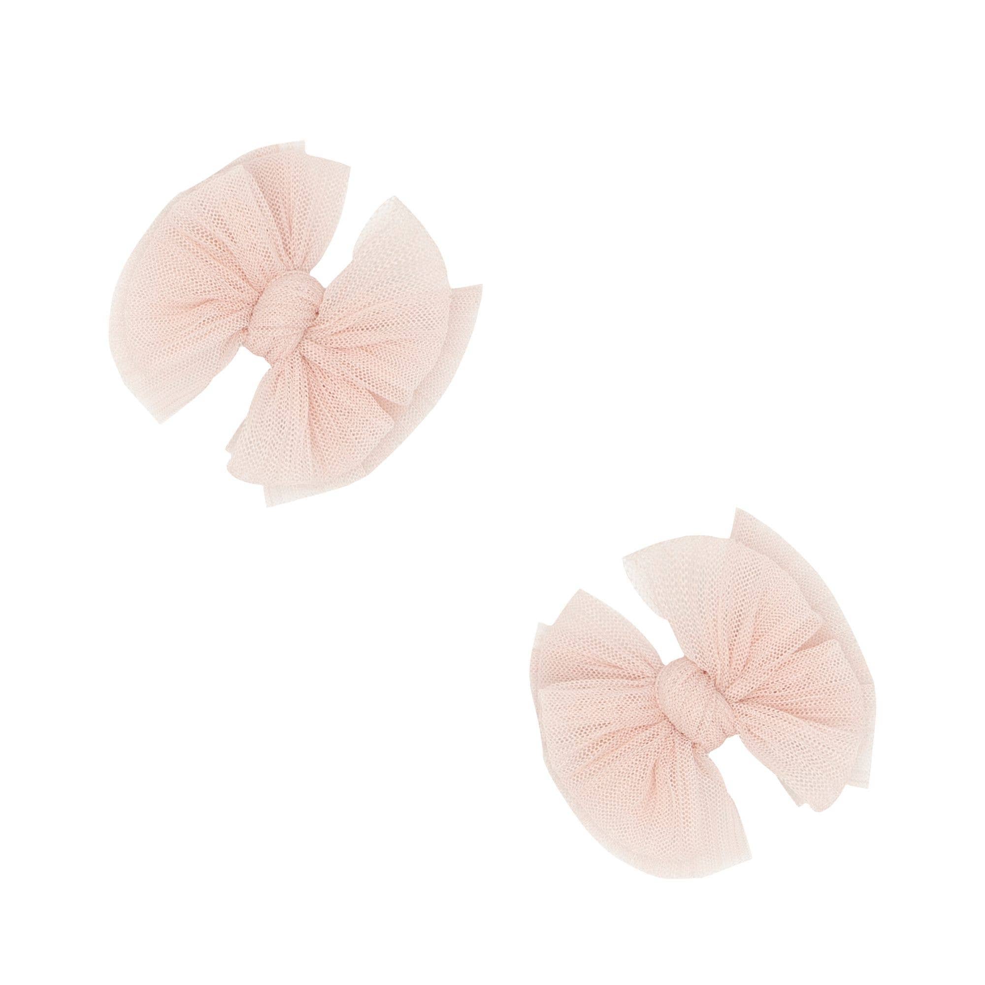 Baby Bling® 2-Pack Tulle Baby FAB® hair bow clips: Pleated Blush