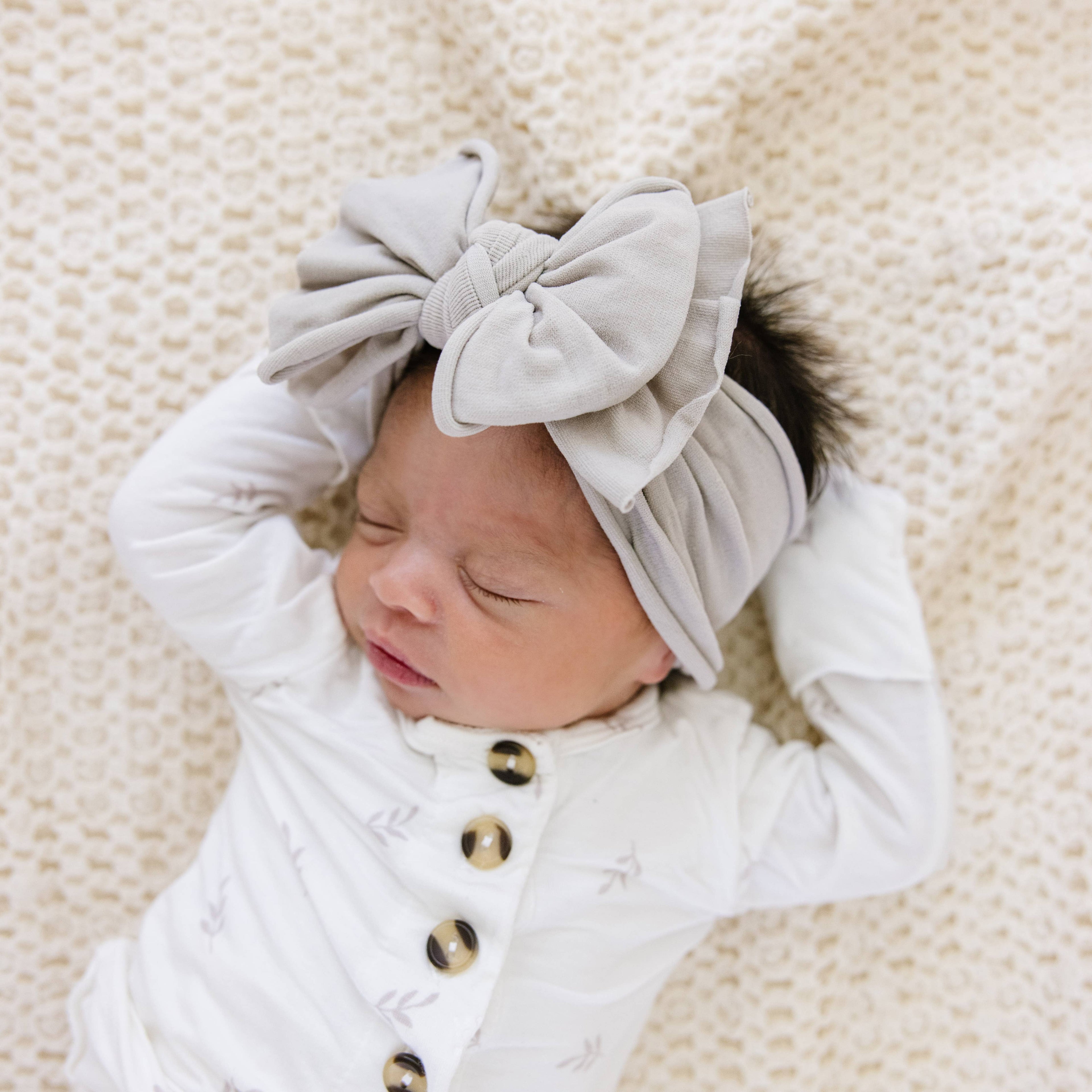Baby Bling® FAB-BOW-LOUS® soft nylon bow headband: Ivory