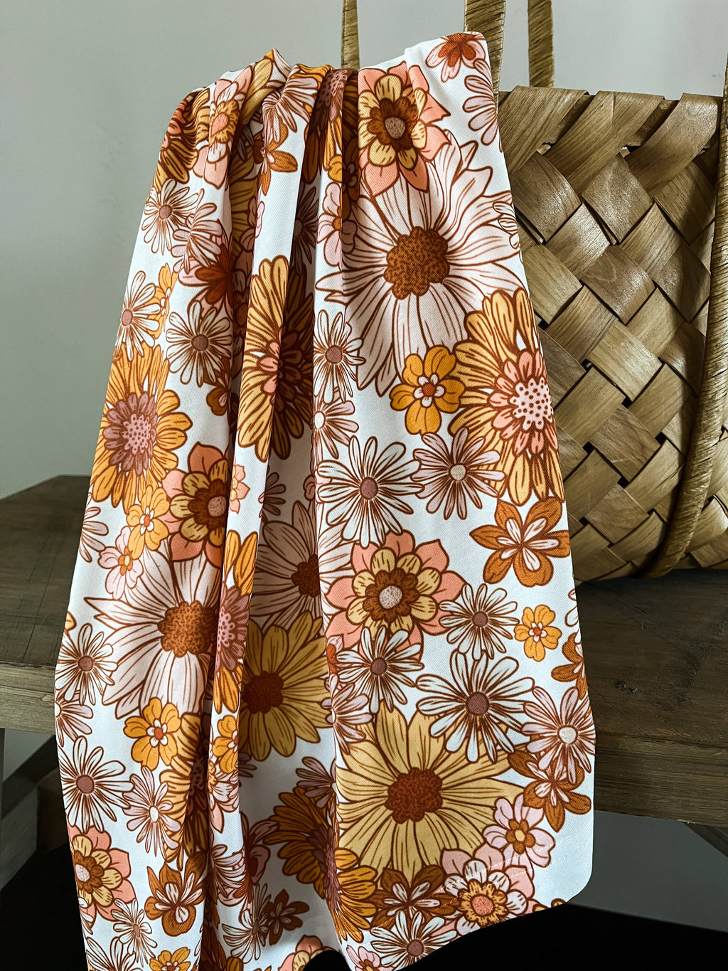 Swaddle Blanket - Orange Floral Garden