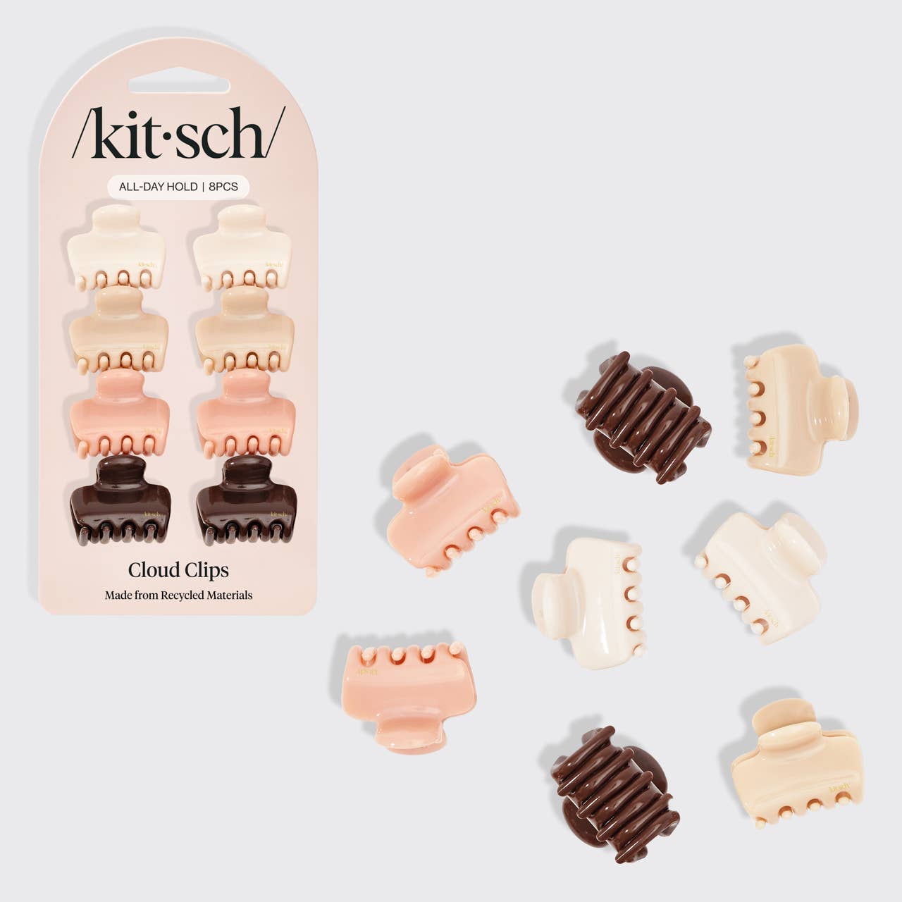 Recycled Plastic Mini Cloud Claw Clips 8pc Set - Rosewood