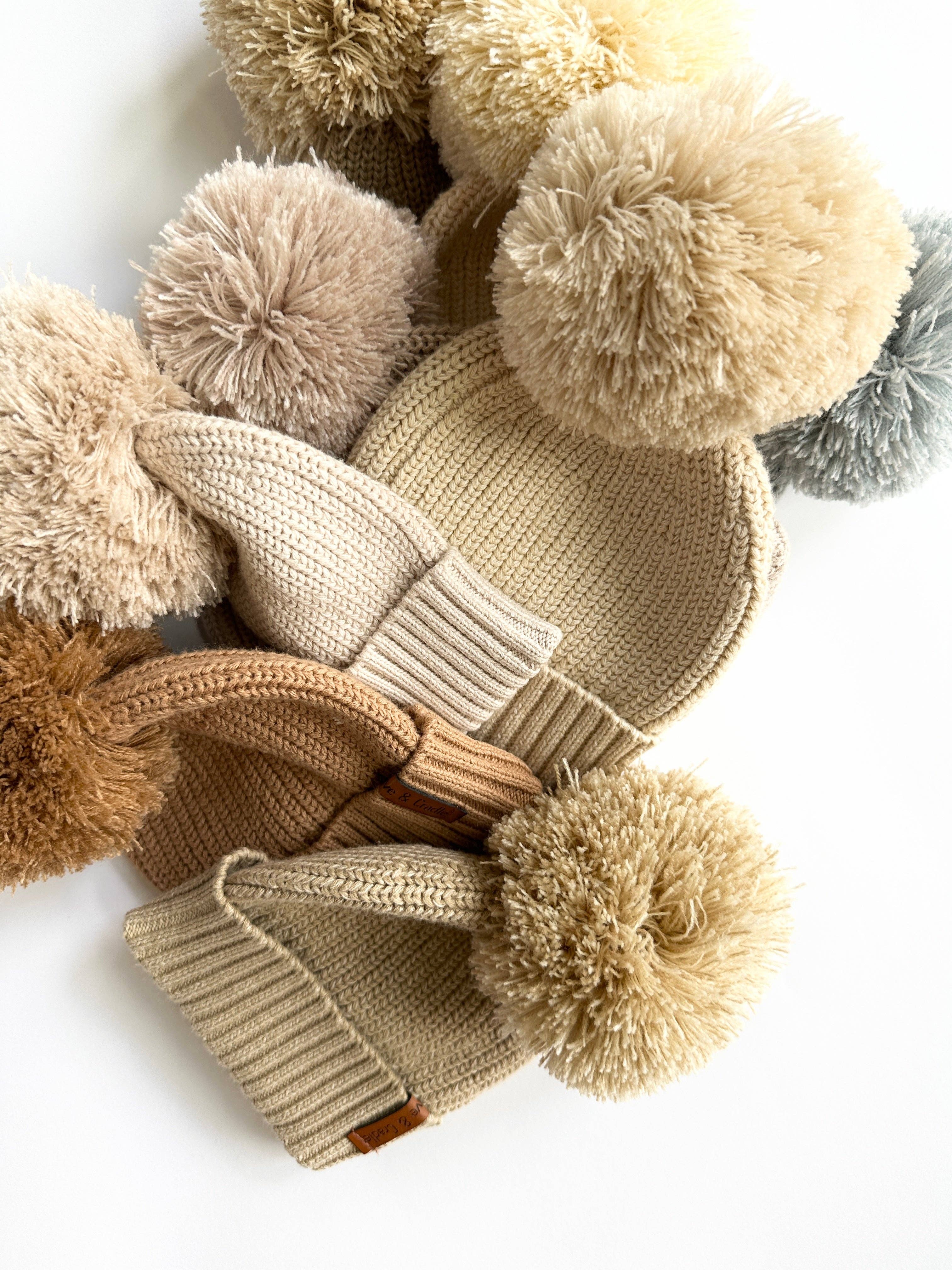 Cotton Pom Beanie - Beige