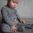 Midnight Stripe | Ribbed Bamboo Zip Romper