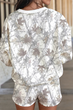 Camo Sweatshirt & Drawstring Shorts Set