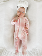 2-Way Zip Ruffle Footie - Pink Gingham
